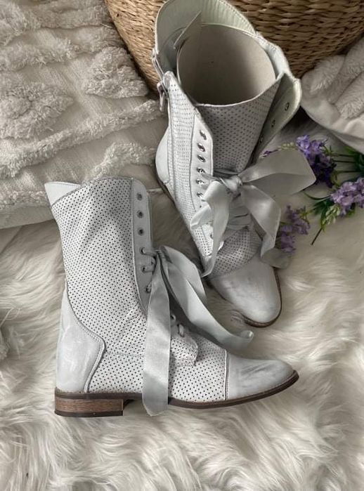 Eleganckie botki workery wiosenno letnie skóra naturalna