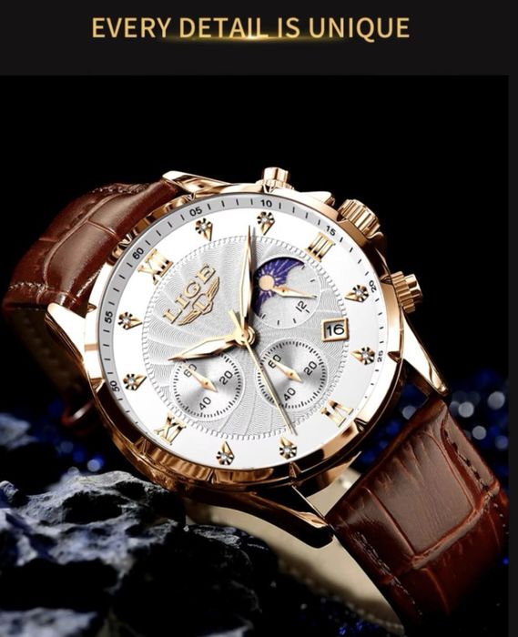 Годинник чоловічий LIGE luxury Rouse White