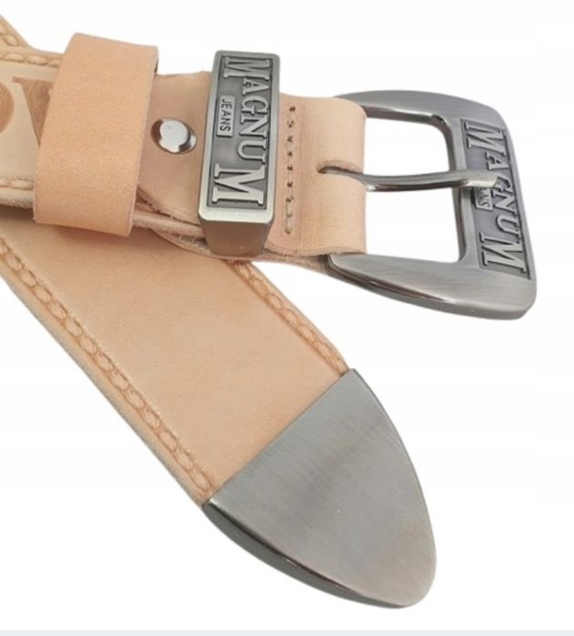 Pas pasek męski skóra jucht Magnum Jeans  brelok gratis