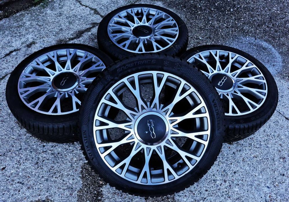 Fiat 500 Abarth Oryginalne Alufelgi Koła Zima 7mm 16 Cali 4x98 Poler+Grafit