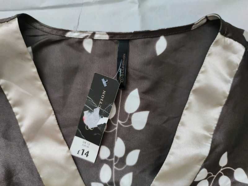 Kopertowa bluzka satynowa e-vie evie 40 XL etno wzór tunika