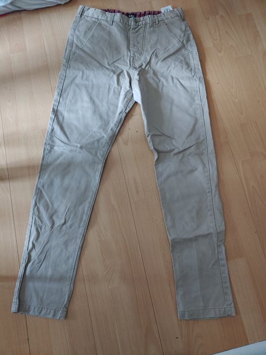 Lee spodnie chinosy Slim W32 L34 100% bawełna gruby splot męskie beż