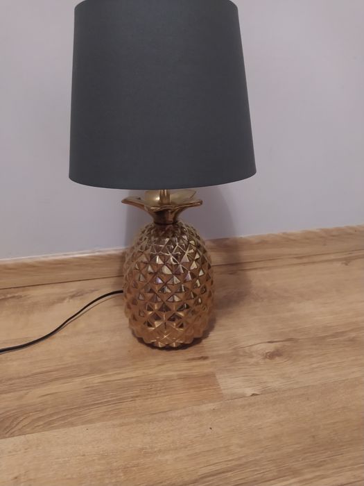 Piękna,porcelanowa, złota lampa Ananas