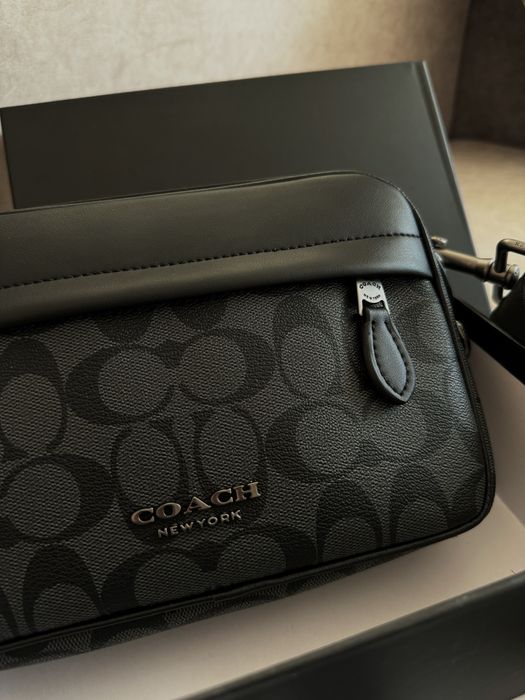 Сумка Coach коуч коач месенжер шкіряний через плече бананка