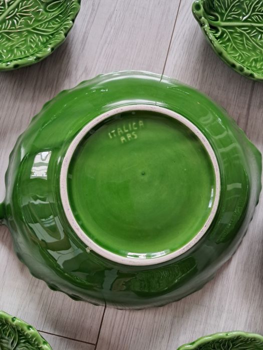Zestaw ceramicznych półmisków Italica Ars - liść kapusty/vintage