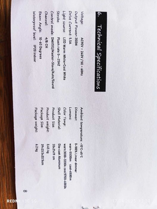 Światło Imprezowe COB Zoom Par Led 200 W