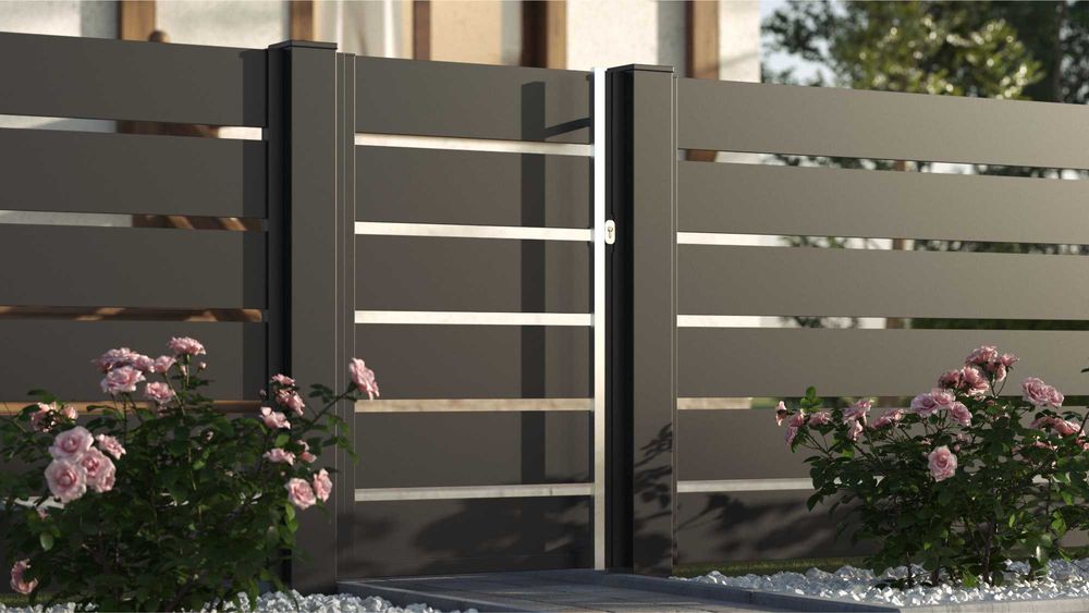 Furtka aluminiowa nowoczesna uzbrojona LOCINOX ogrodzenie aluminium