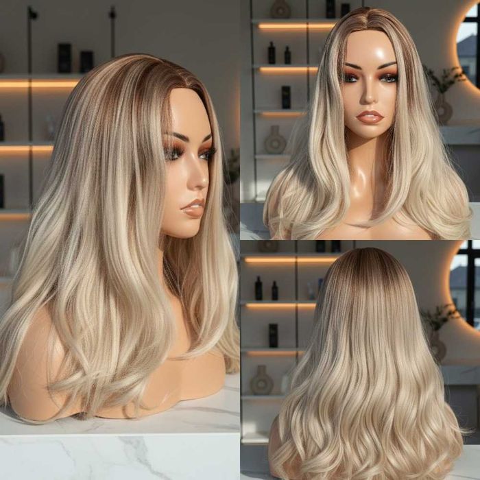 Falowana Peruka Poniżej Ramion Blond Ombre Z Efektem Gradientu Koloru