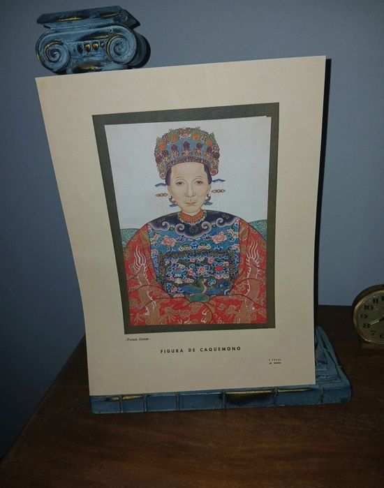 Gravura Vintage "Figura de Caquemono" - Obra "A Volta ao Mundo" de Ferreira de Castro