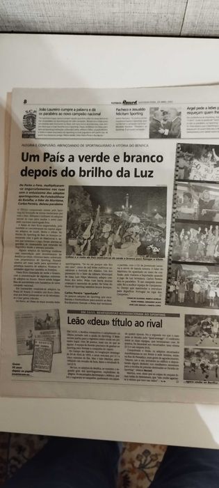Jornal "Record" (29-Abril-2002) Sporting Campeão