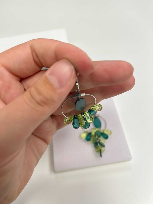 Kolczyki zielone z koralikami