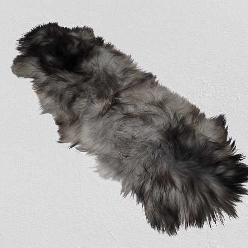 Skóra Owcza Naturalna Siwa Szara Dywan z Dwóch Skór Islandzkich