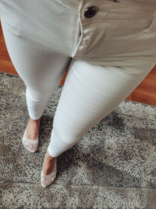 Spodnie damskie jeansowe białe, rurki, r.36, ANDŻELA