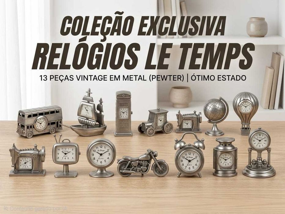 Coleção 13 Relógios Miniatura Vintage em Metal (Le Temps)