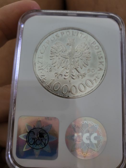 Moneta srebrna 100000 zł Solidarność z 1990! Typ A .POlecam !