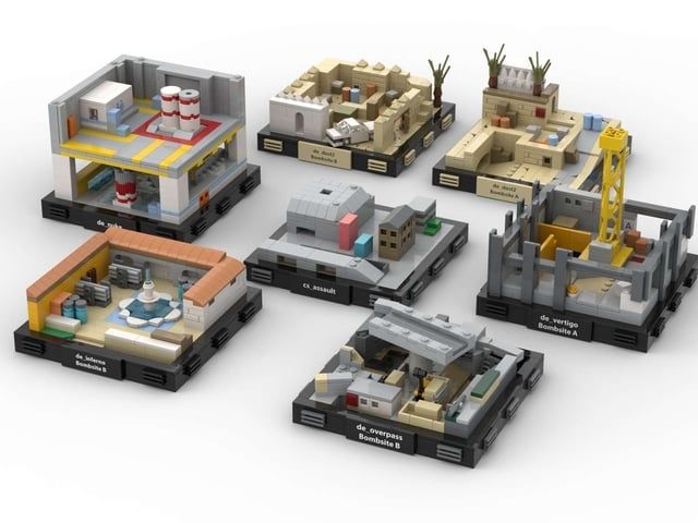 Конструктор LEGO карти CS2: Mirage, Dust 2, Inferno, Train, Vertigo, Nuke