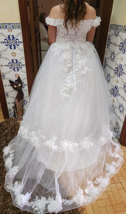Vestido de Cerimónia Infanto-Juvenil Novo – Tulle e Cetim | 10-11 anos