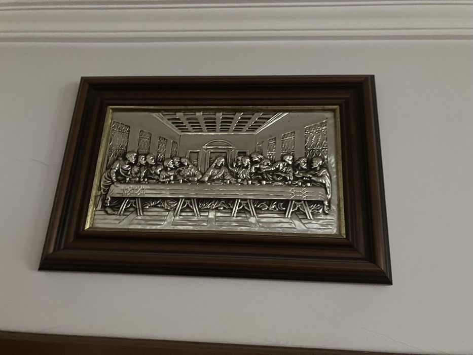 Quadro ultima ceia estanho
