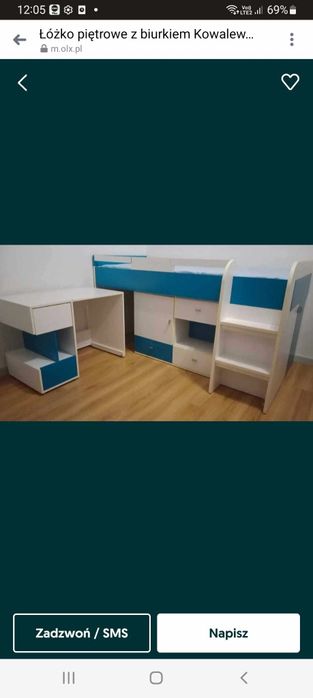 Łozko pietrowe  jednoosobowe