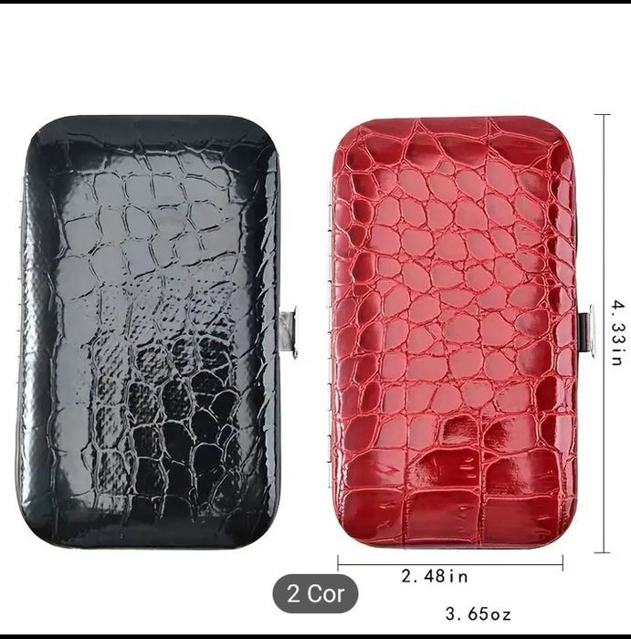 Conjunto de Manicure e pedicure com 9 peças, disponível em 2 cores.