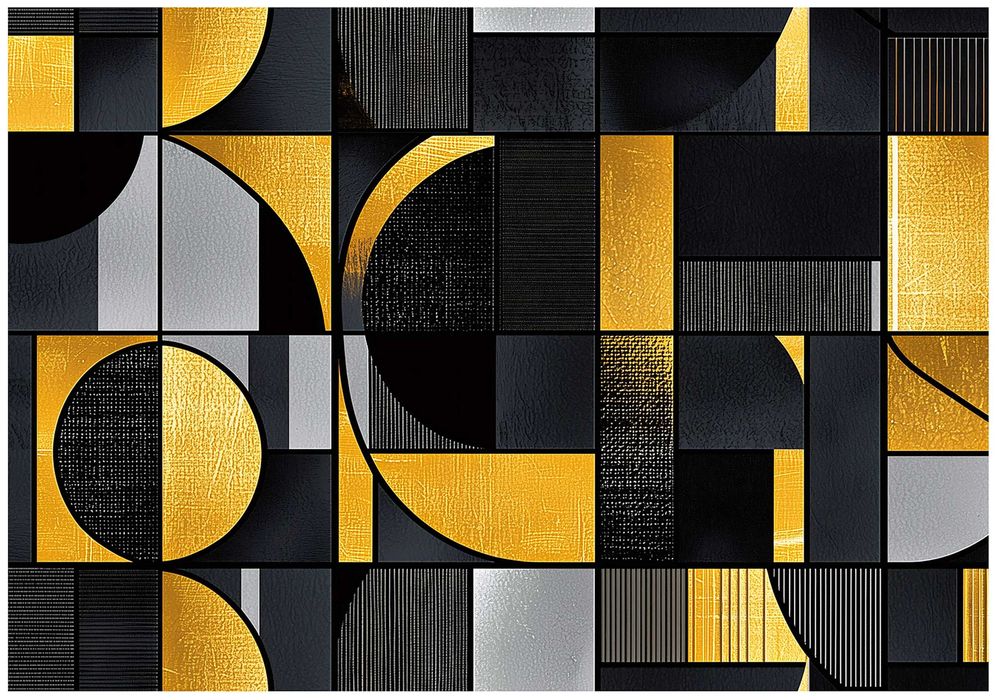 Fototapeta Żółte Czarne Geometryczna Figury Glamour Sztuka 3D + KLEJ