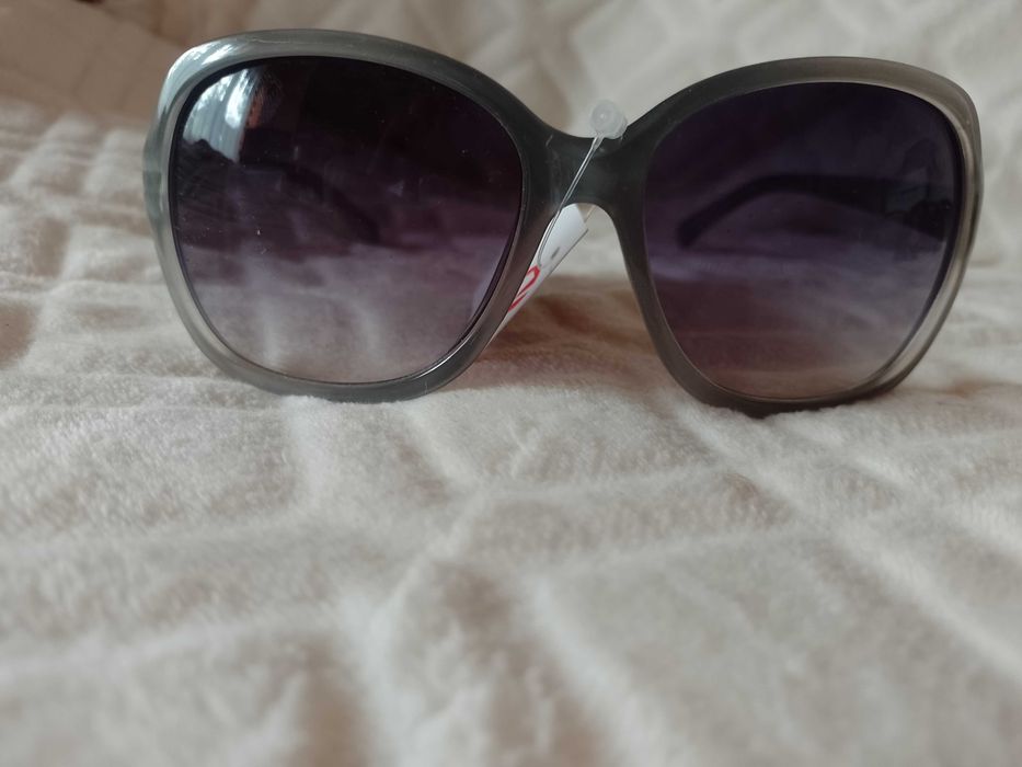 Duże, Szare, biznesowe okulary przeciwsłoneczne, muchy, NOWE