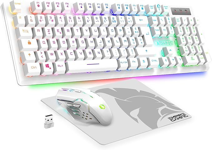 Empire Gaming RF800 Bezprzewodowy Gamepad AZERTY, RGB, 4800 DPI, Biały