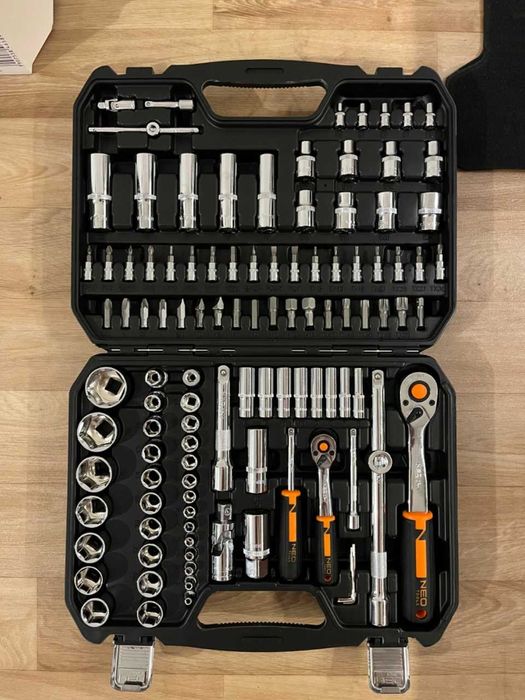 NOWY Zestaw KLUCZY NASADOWYCH Walizka 110e 1/2" 1/4" Torx Bity Satyna