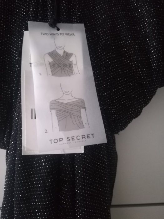 Sukienka długa czarna błyszcząca Top secret