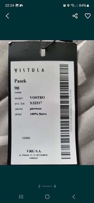 Skórzany pasek Vistula