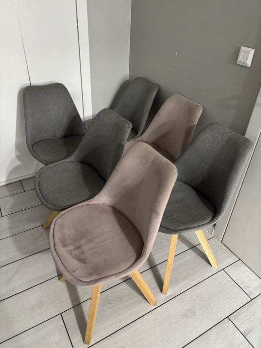Krzesla 6 sztuk szare różowe skamdynawskie