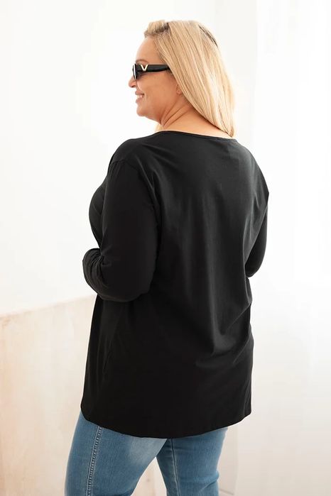 Bluzka damska Plus Size z dekoltem w łódkę czarna 2XL/3XL