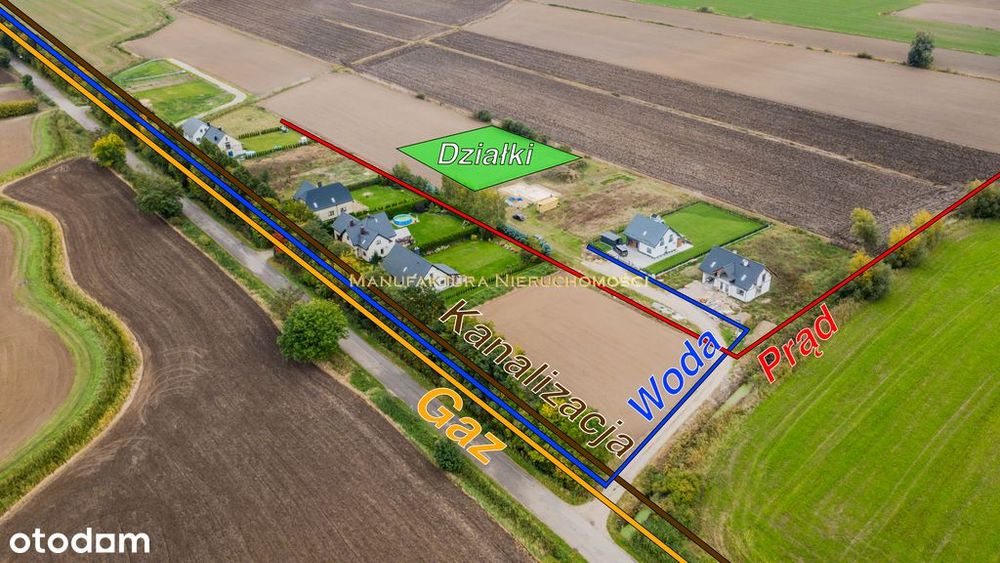 Działki budowlane w Suchym Dębie | Prąd i woda w drodze