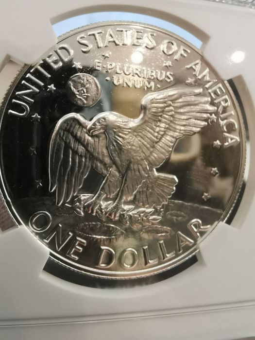 США 1 долар 1974р. Ейзенхауер. СРІБЛО. СЛАБ NGS PF68