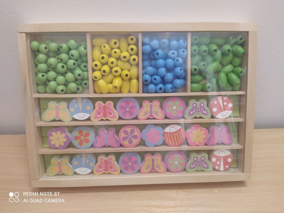 Drewniane koraliki montesorii sensoryczna manualna układanka nawlekank