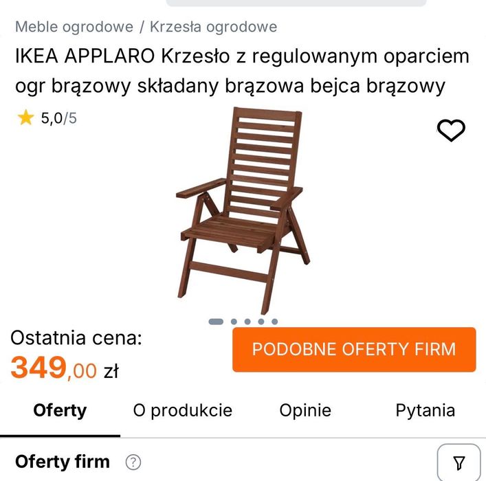 Zestaw ogrodowy Ikea Applaro - 4 krzesła 2 leżaki 1 stół 1 ławka