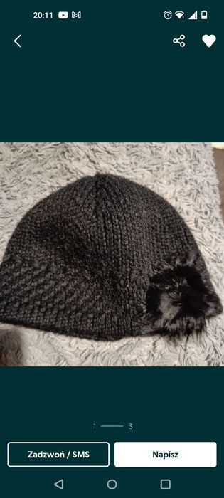 Czapka damska ciepła z wełną.