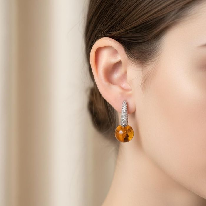 Новий шикарний срібний набір з натуральним бурштином, срібло 925 проба