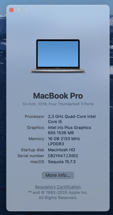 MacBook Pro - Intel I5 - 16GB RAM