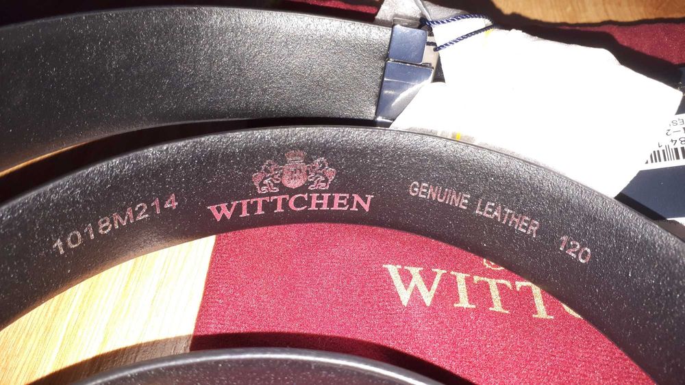 Witchen Męski pasek z gładkiej skóry naturalnej z klamrą, czarny