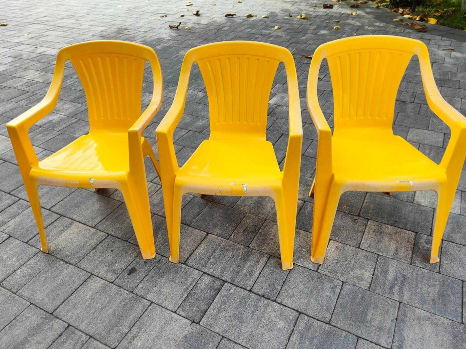 Krzesełka ogrodowe dla dziecka 3 sztuki żółte