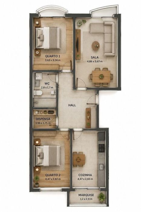 Apartamento T2 em Miranda do Corvo de 84 m2