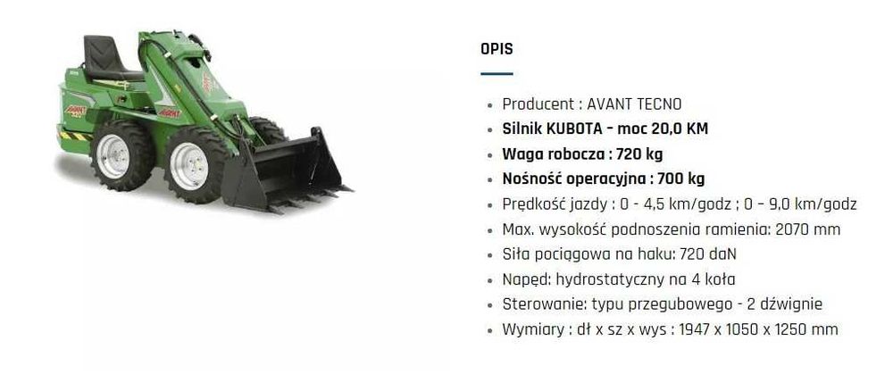 Wynajem Miniładowarka Multione Avant mini ładowarka Wypożyczalnia