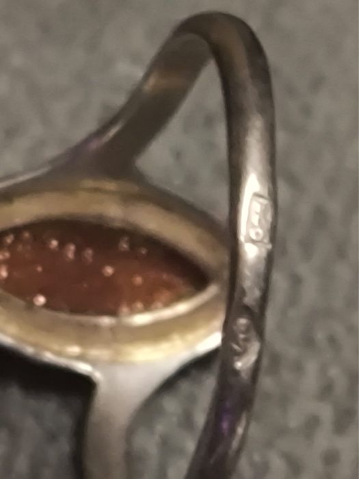 Stary srebrny pierścionek 18, Siezeniewscy , piasek pustyni. Vintage