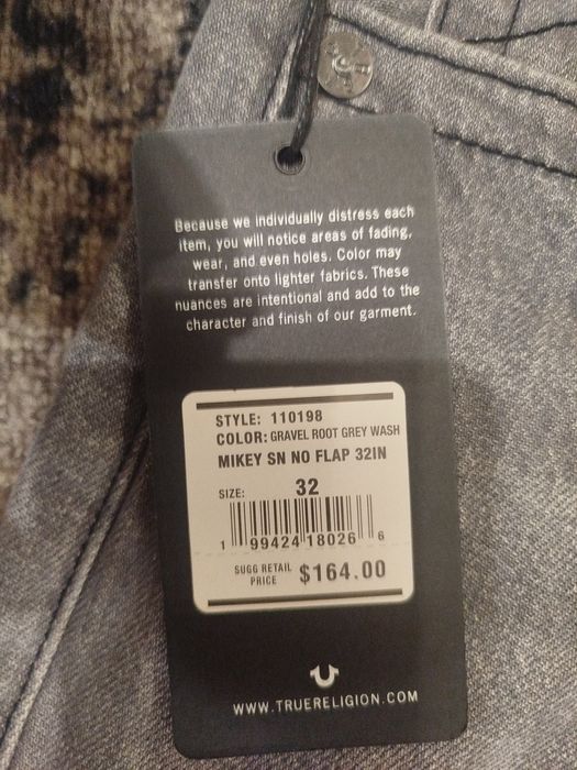 Джинси true religion grevel root grey wash