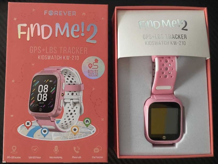 Forever Smartwatch Kids Find Me 2 KW-210 Różowy Tracker GPS dla dziecka