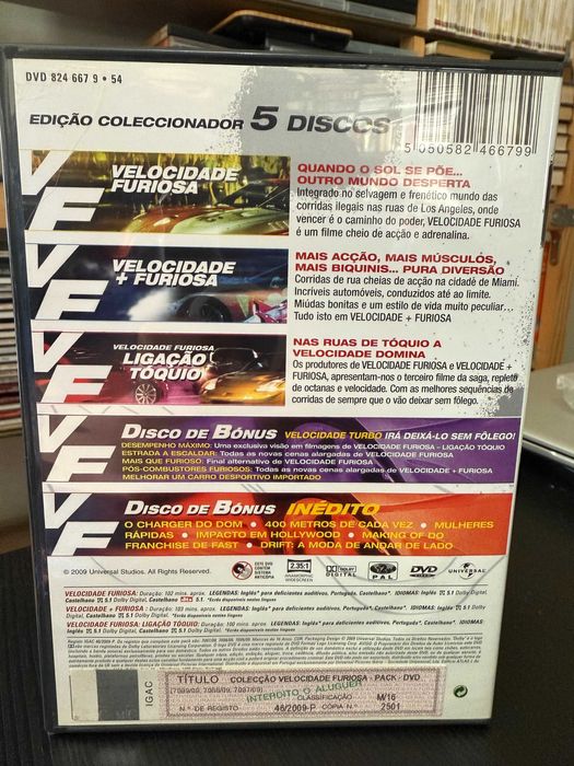 The Fast and the Furious - Velocidade Furiosa I, II & 3 + 2 Dvds Bonus
