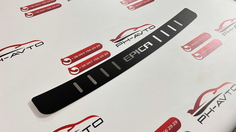 Накладка на задній Chevrolet Epica бампер нержавійка + карбон