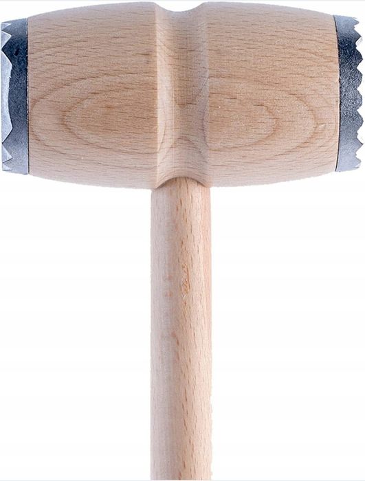 Drewniany tłuczek do mięsa młotek dwustronny okuty do kotletów 29 cm