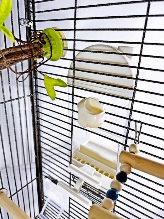 Клетка для птиц B04, элитный вольер с аксессуарами,черный, 101х37х27см